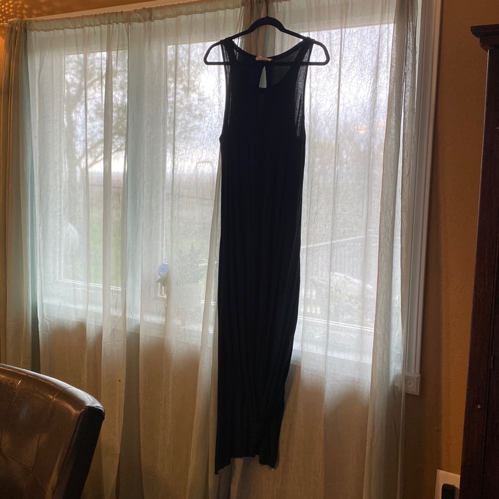 Open shoulder black long dress